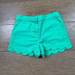 J. Crew Crewcuts Scallop Edge Chino Shorts Green Sz 8 Preppy Adjustable